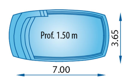 Plano piscina modelo DX-7 7,00 x 3,65