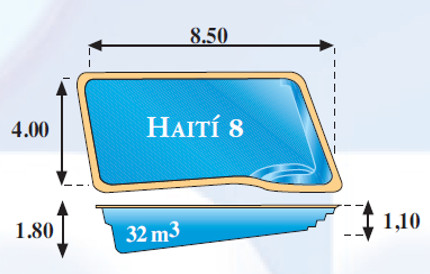 Plano piscina modelo Haiti 8,50 x 4,00