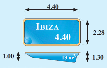Plano piscina modelo Ibiza 4,40 x 2,28