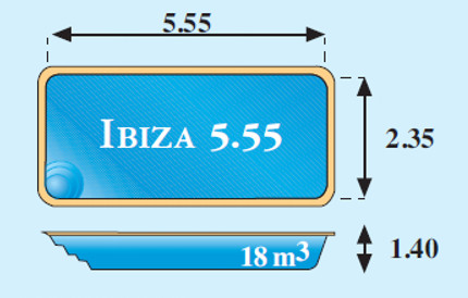 Plano piscina modelo Ibiza 5,55 x 2,35