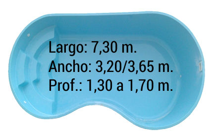 Plano piscina modelo Jerez 7,30 x 3,20/3,65