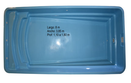 Plano piscina modelo Paraiso 8,00 x 3,85