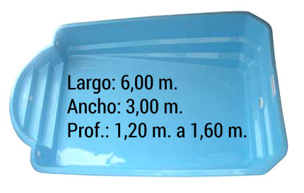 Plano piscina modelo Roma 6,00 x 3,00