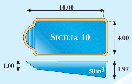 Plano piscina modelo Sicilia 10,00 x 4,00