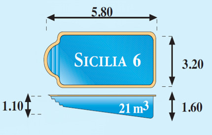 Plano piscina modelo Sicilia 6 5,80 x 3,20