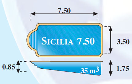 Plano piscina modelo Sicilia 7,50 x 3,50