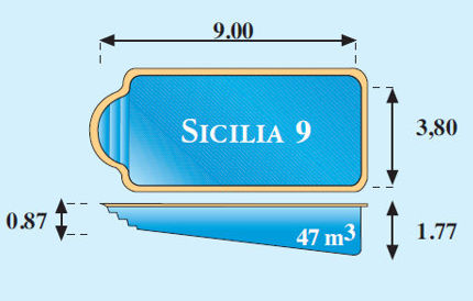 Plano piscina modelo Sicilia 9,00 x 3,80