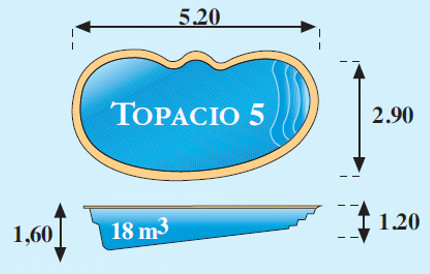 Plano piscina modelo Topacio 5,20 x 2,90